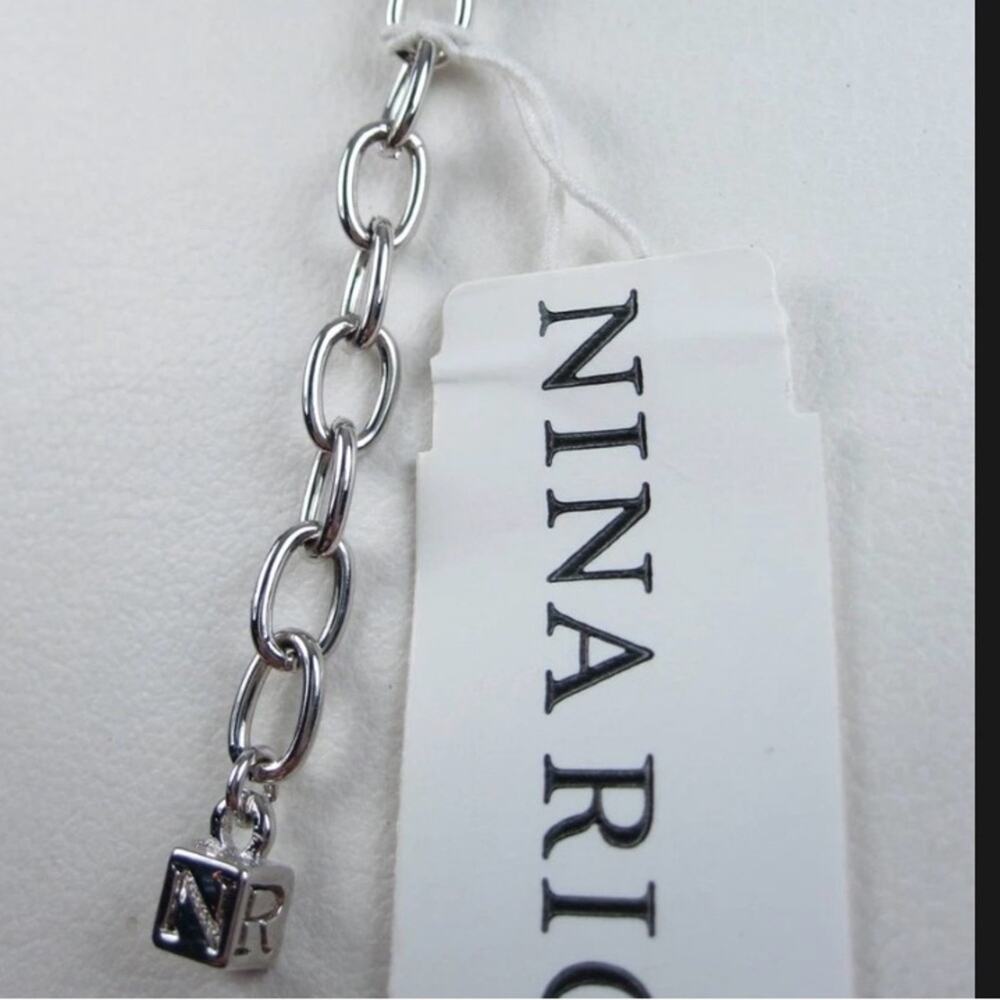 Nina Ricci Silver Crystal Floral Necklace - Picture 7 of 7